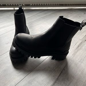 Black leather boots